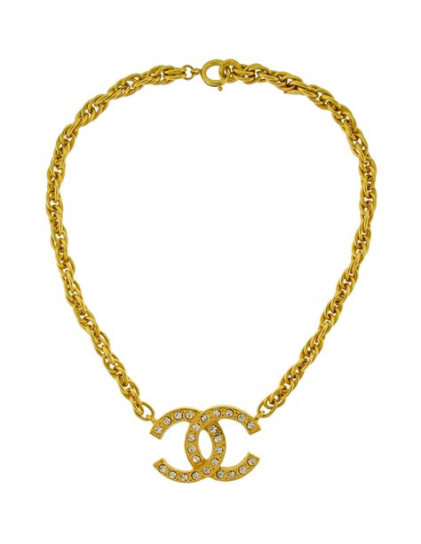 chanel cc rhinestone necklace|gold Chanel necklace.